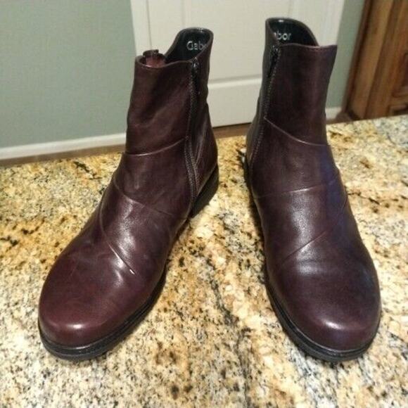 Gabor Womens Plum Purple Zip Biker Leather Boots Sz 6.5 - NWOB - Picture 2 of 12